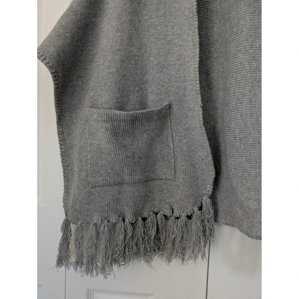 On 34th Whipstitch Edge Wrap Heather Gray‎ Pockets One Size NWT $68